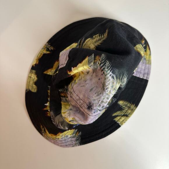 Tru Kolors Black Purple Tropical Hawaiian Floral Bucket Hat - Picture 2 of 6